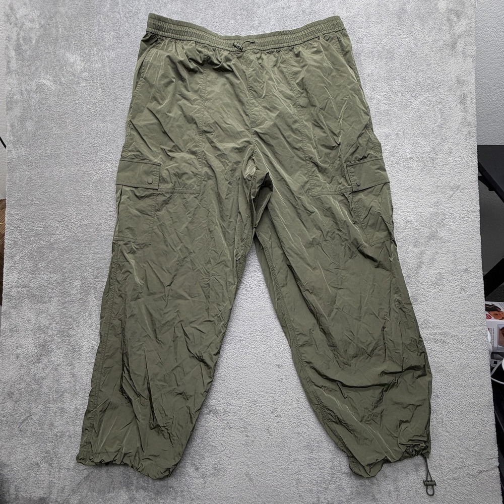PINK Victoria's Secret Pants Womens XXL Green Cargo Nylon Elastic Waist Pockets